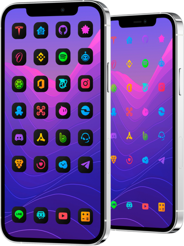 DarkBoard XS iOS - Feature preview with 2 iPhones showing the dark theme DarkBoard XS iOS Feature Preview